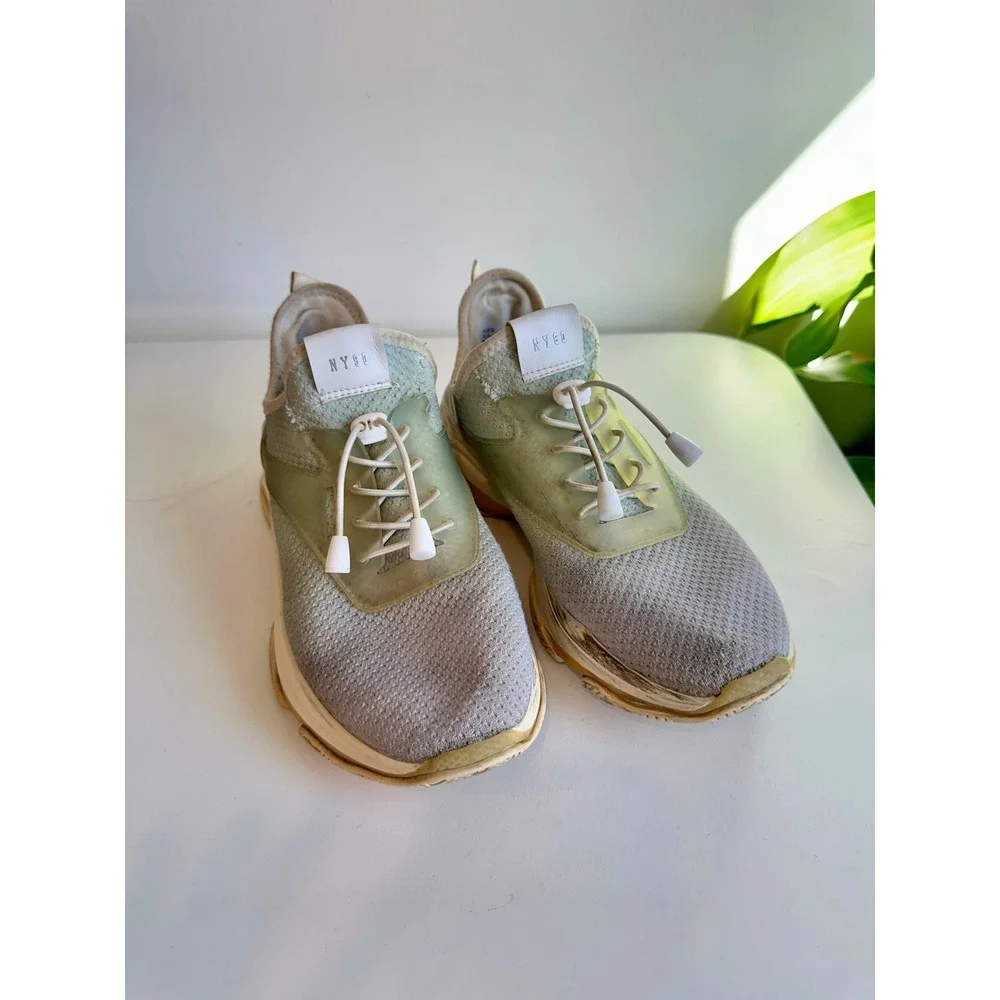 Steve Madden NY90 Myles Chunky Knit Sneakers Light‎ Blue Sage Green Women 10M
